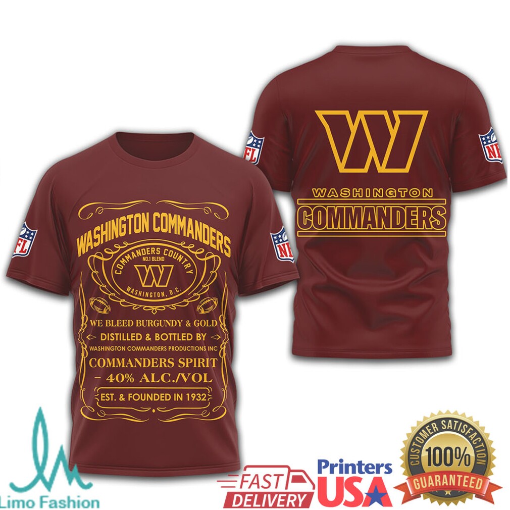 Washington Commanders Official NFL Whiskey 3D Shirt Washington Commanders Official NFL Whiskey 3D Shirt
