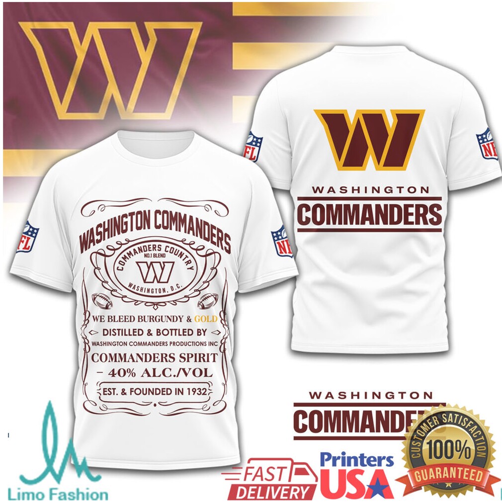 Washington Commanders Official NFL Whiskey 3D Shirt Washington Commanders Official NFL Whiskey 3D Shirt