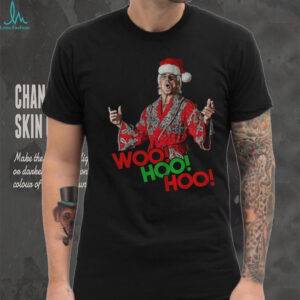 Woo Hoo Hoo Black Christmas Tee with Wrestling Legend Rick Flair in Santa Hat shirt