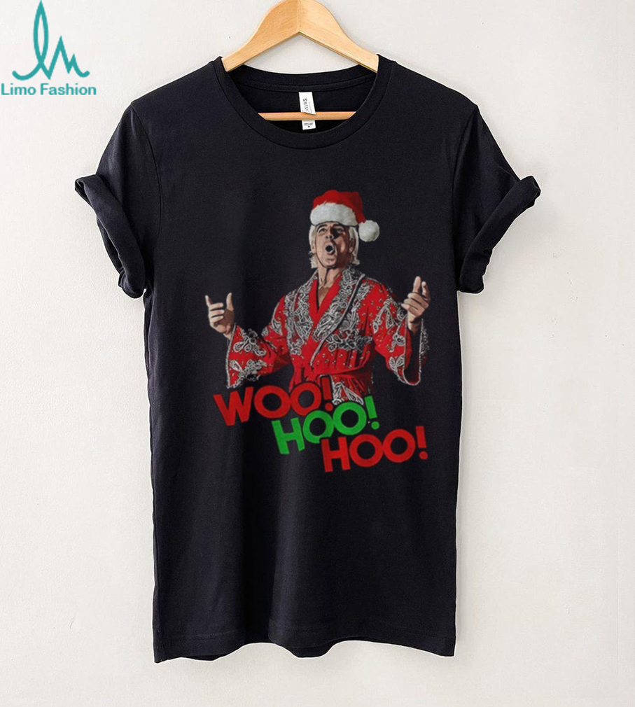 Woo Hoo Hoo Black Christmas Tee with Wrestling Legend Rick Flair in Santa Hat shirt Woo Hoo Hoo Black Christmas Tee with Wrestling Legend Rick Flair in Santa Hat shirt