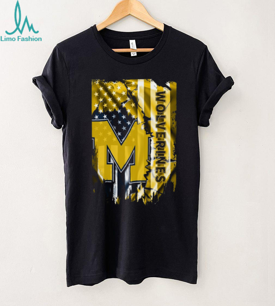 Michigan Wolverines Distressed American Flag T Shirt Michigan Wolverines Distressed American Flag T Shirt