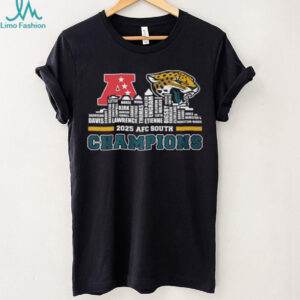 2025 AFC South Champions Jacksonville Jaguars Skyline Names Logo T Shirt