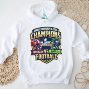 2026 Super Bowl Champions Matchup Patriots vs Seahawks Gold Emblem T Shirt