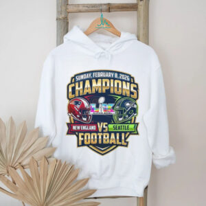 2026 Super Bowl Champions Matchup Patriots vs Seahawks Gold Emblem T Shirt