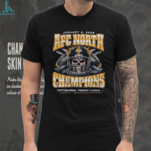 AFC North Champions Pittsburgh Football Skull 2026 Navy T Shirt AFC North Champions Pittsburgh Football Skull 2026 Navy T Shirt