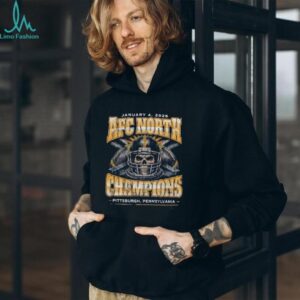 AFC North Champions Pittsburgh Football Skull 2026 Navy T Shirt