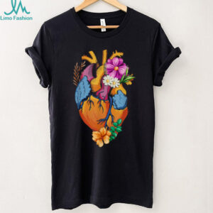 Anatomical Heart with Colorful Floral Bloom Aesthetic T Shirt