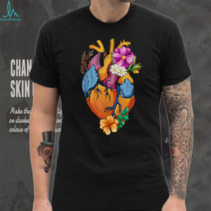 Anatomical Heart with Colorful Floral Bloom Aesthetic T Shirt