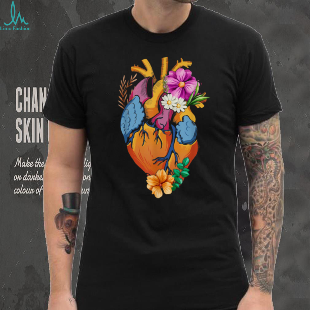 Anatomical Heart with Colorful Floral Bloom Aesthetic T Shirt Anatomical Heart with Colorful Floral Bloom Aesthetic T Shirt