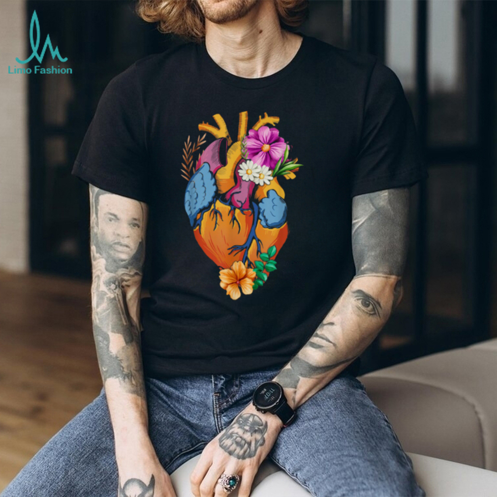 Anatomical Heart with Colorful Floral Bloom Aesthetic T Shirt Anatomical Heart with Colorful Floral Bloom Aesthetic T Shirt