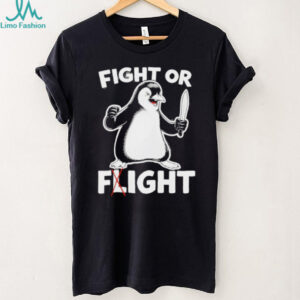 Angry Penguin Fight Or Flight Knife Humor Graphic T Shirt