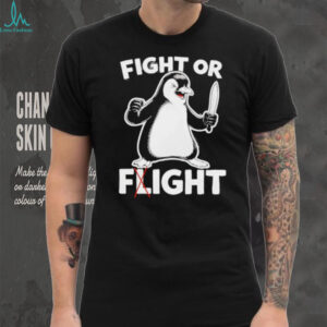 Angry Penguin Fight Or Flight Knife Humor Graphic T Shirt