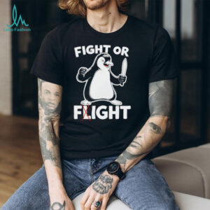 Angry Penguin Fight Or Flight Knife Humor Graphic T Shirt