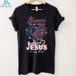 Atlanta Braves In My Veins Jesus In My Heart Baseball Fan Christian T Shirt