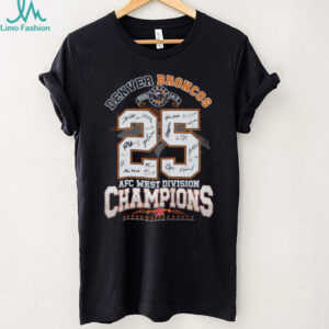 Autographed Denver Broncos 2025 AFC West Champions Fan Gear T Shirt