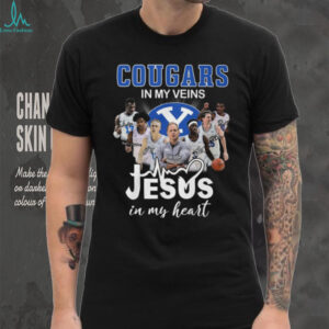 BYU Cougars In My Veins Jesus In My Heart Basketball T Shirt
