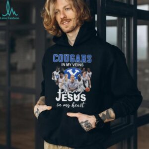 BYU Cougars In My Veins Jesus In My Heart Basketball T Shirt