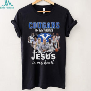 BYU Cougars In My Veins Jesus In My Heart Basketball T Shirt