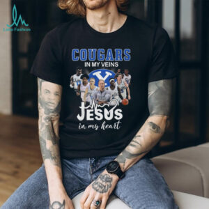 BYU Cougars In My Veins Jesus In My Heart Basketball T Shirt