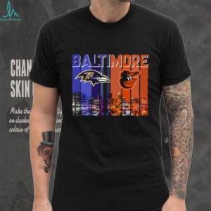 Baltimore Ravens & Orioles Dual City Skyline T Shirt