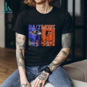 Baltimore Ravens & Orioles Dual City Skyline T Shirt