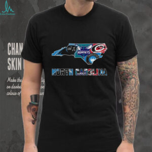 Charlotte Hornets and Carolina Hurricanes NC Map Shirt