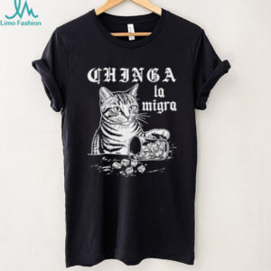 Chinga La Migra Cat Spilling Ice Funny Political Graphic Tee