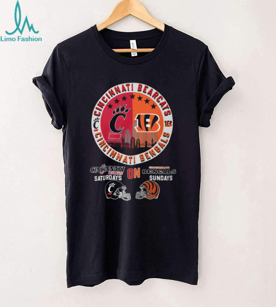 Cincinnati Saturdays Bearcats & Sundays Bengals Dual Team T Shirt Cincinnati Saturdays Bearcats & Sundays Bengals Dual Team T Shirt