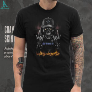 Custom Black Skeleton Cowboy Graphic T Shirt