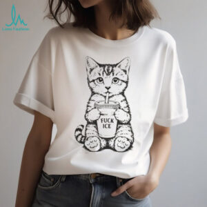 Cute Kitten Drinking Soda T Shirt Funny Cat Fvck ICE Graphic Tee