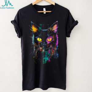 Cyberpunk Neon Black Cat Tokyo Night City Aesthetic T Shirt
