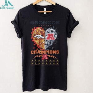 Denver Broncos AFC Champions Diamond Heart Anniversary Years Commemorative T Shirt