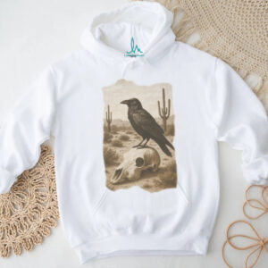 Desert Raven on Animal Skull Western Gothic Aesthetic T Shirt