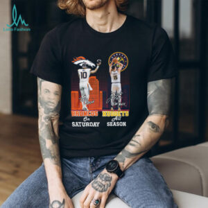 Bo Nix Denver Broncos Nikola Jokic Nuggets City Skyline Signatures Shirt