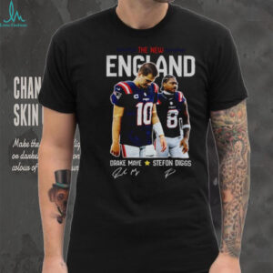 Drake Maye and Stefon Diggs New England Patriots Signatures Football T Shirt