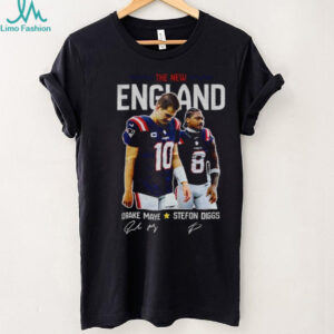 Drake Maye and Stefon Diggs New England Patriots Signatures Football T Shirt