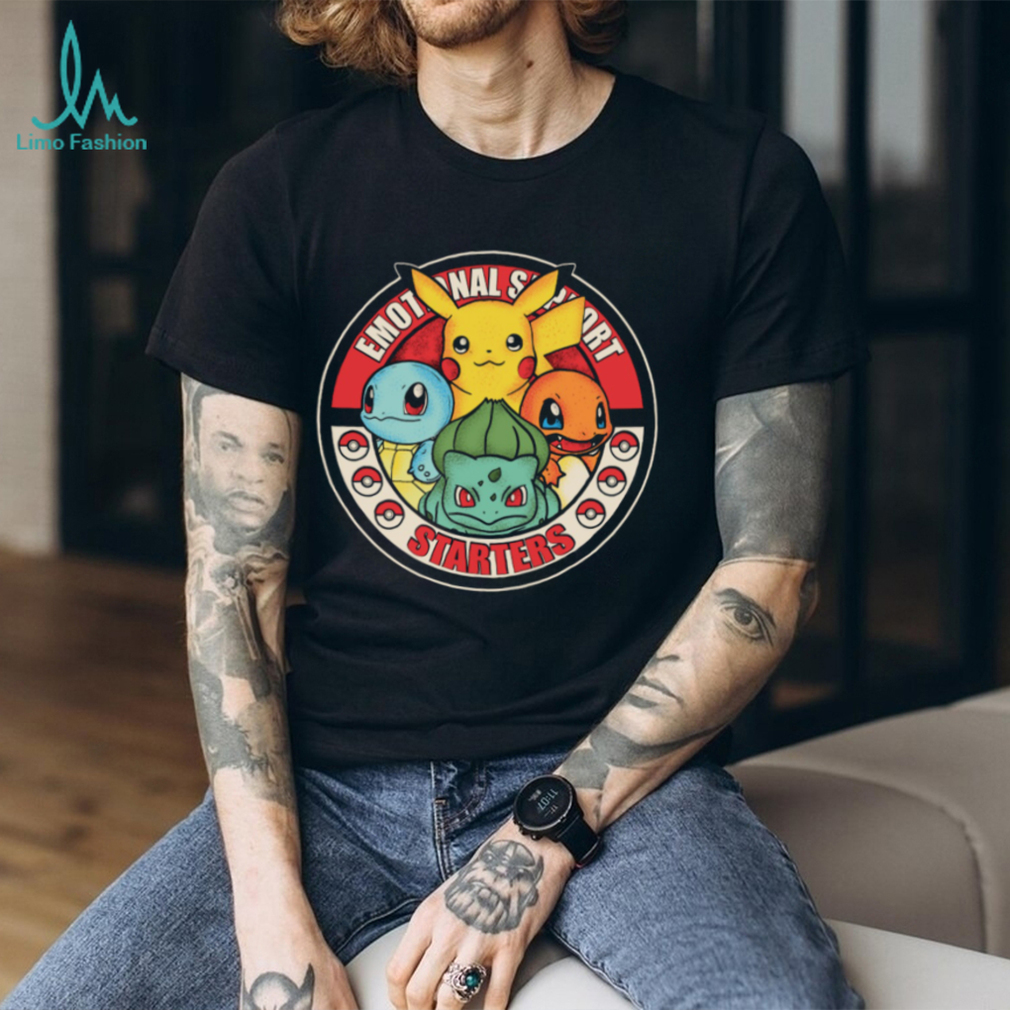 Emotional Support Starters Retro Badge Pokémon Squad T Shirt Emotional Support Starters Retro Badge Pokémon Squad T Shirt