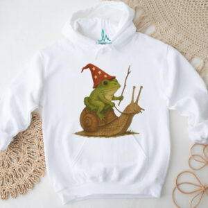 Frog Wizard Riding Snail Off To Cause A Kerfuffle Whimsical Tee