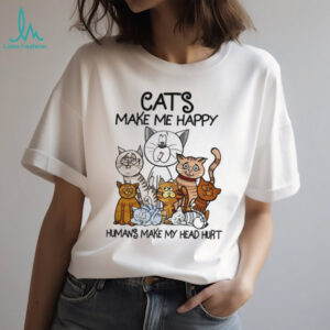 Funny Cartoon Cats “Cats Make Me Happy” Pet Lover T Shirt