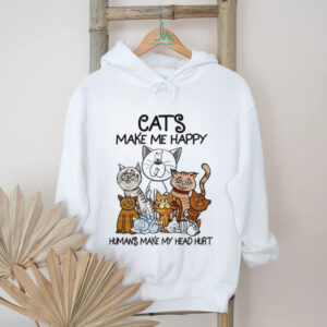 Funny Cartoon Cats “Cats Make Me Happy” Pet Lover T Shirt