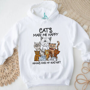 Funny Cartoon Cats “Cats Make Me Happy” Pet Lover T Shirt