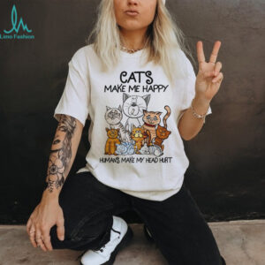 Funny Cartoon Cats “Cats Make Me Happy” Pet Lover T Shirt