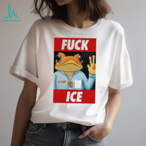 Funny Frog Peace Sign “Fvck ICE” Political Satire Graphic T Shirt
