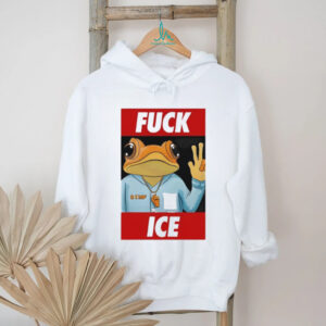 Funny Frog Peace Sign “Fvck ICE” Political Satire Graphic T Shirt