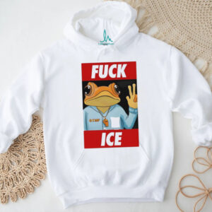 Funny Frog Peace Sign “Fvck ICE” Political Satire Graphic T Shirt