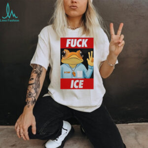 Funny Frog Peace Sign “Fvck ICE” Political Satire Graphic T Shirt