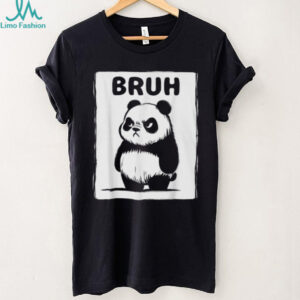 Funny Grumpy Panda “BRUH” Meme Black T Shirt