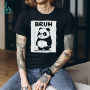 Funny Grumpy Panda “BRUH” Meme Black T Shirt