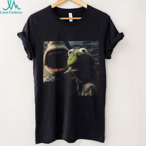 Funny Kermit The Frog Smoking With Shark Vintage Graphic Tee