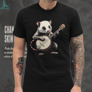 Funny Opossum Playing Banjo T Shirt Folk Music Possum Art